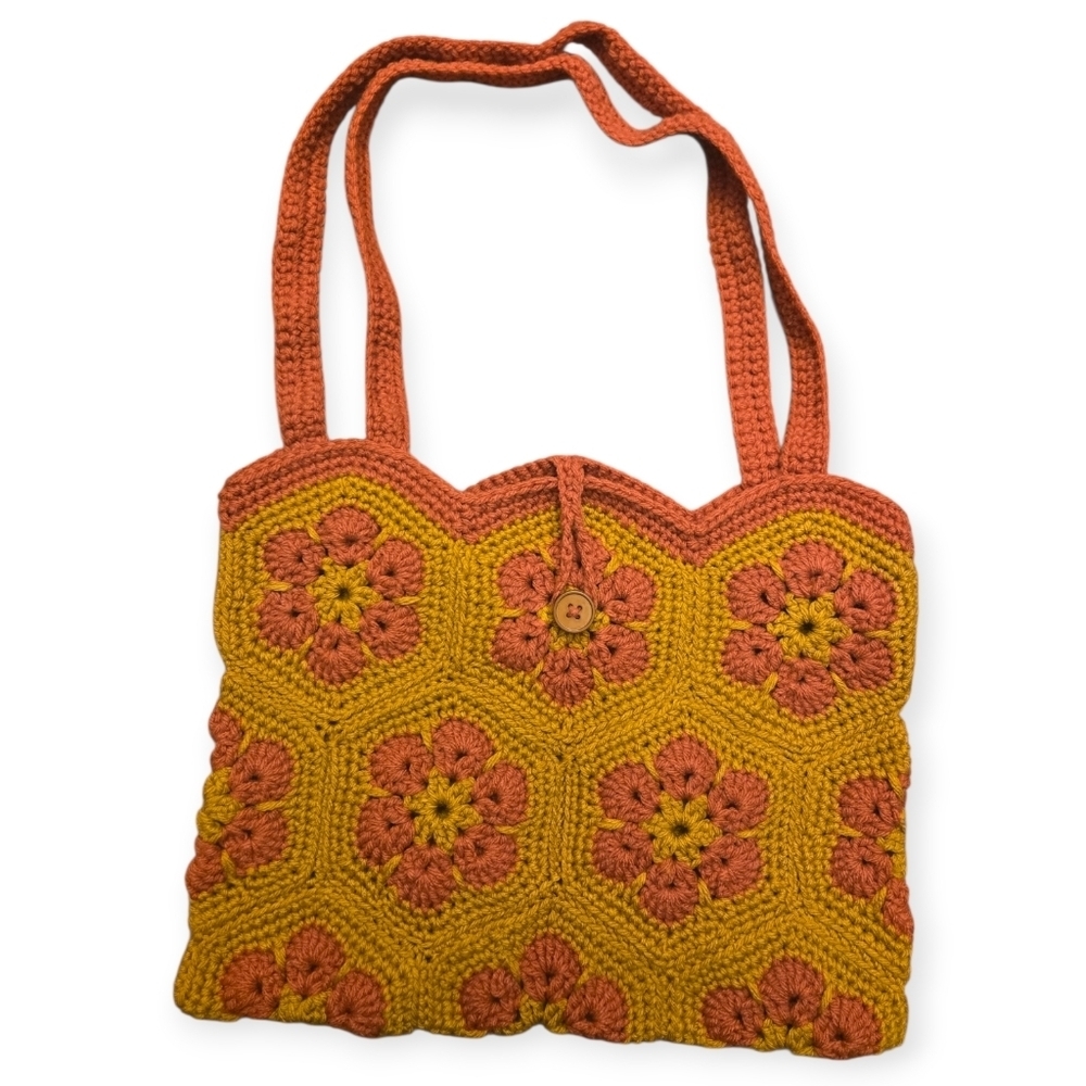 Handmade Crochet Floral Handbag